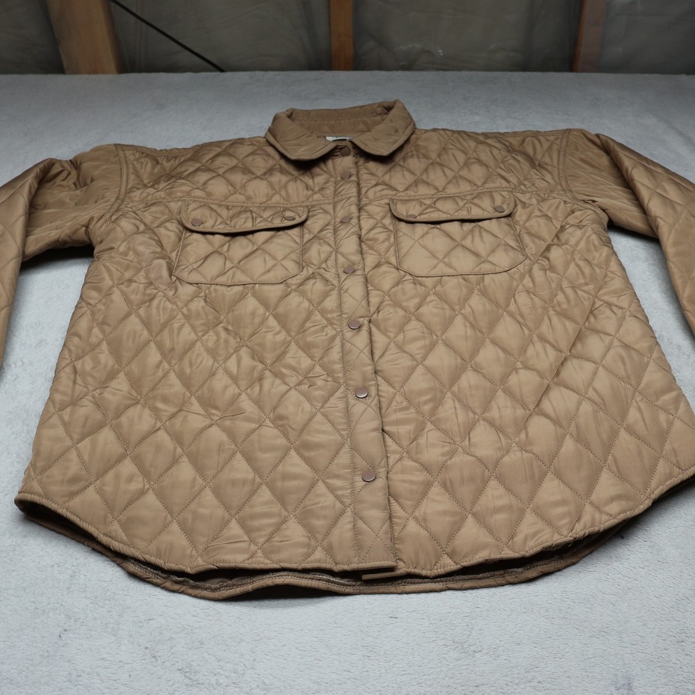 BKE Shirt Jacket Mens XL Brown Snap Front Lightweight Pack Winter Casual Quilted